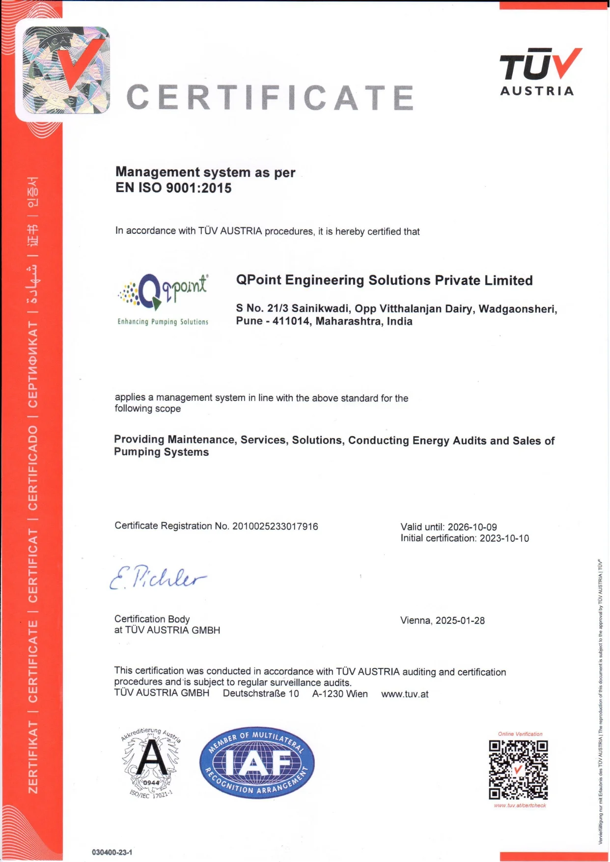 ISO 9001:2015 Certified by TUV AUSTRIA